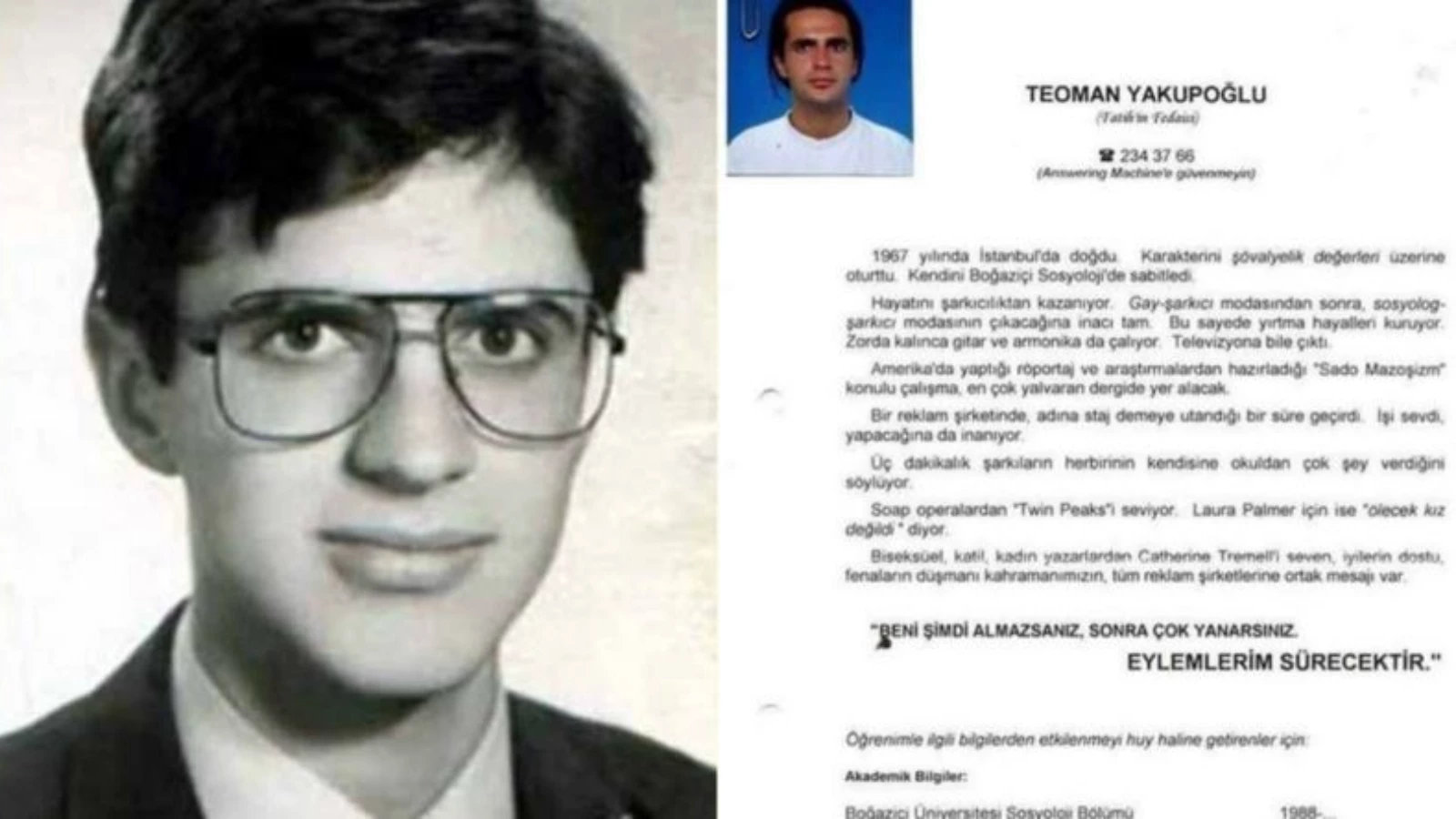 Teoman'ın Şöhret Olmadan Önce Ajanslara Gönderdiği İlginç CV'si