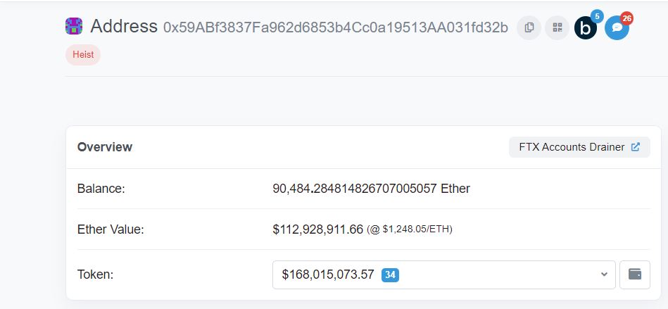 Ethereum (ETH) aktarımı- FTX- Etherscan