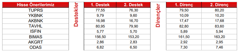 hisse destek ve dirnc bölgeleri