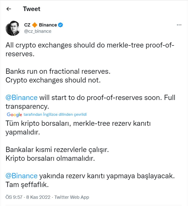 Binance Rezerv Kanıtına Geçiyor