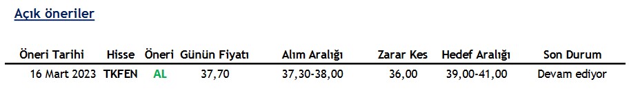 TKFEN Hissesinde Alım Tavsiyesi Sürüyor! BIST 30 Hisseleri Teknik Analizi