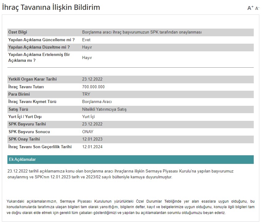 Fasdat, KAP'a Açıklama Yaptı