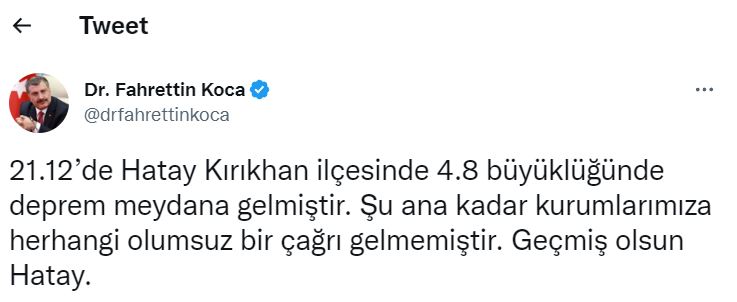 Fahrettin Koca'dan Deprem Açıklaması