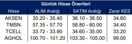 Yükselebilecek Hisseler